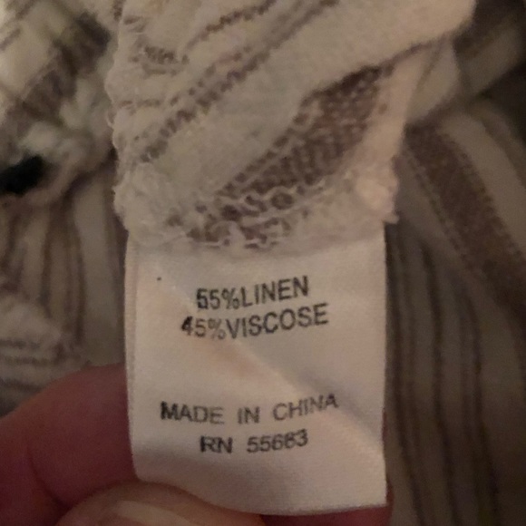 A-line linen skirt; off white with taupe design - Picture 4 of 4